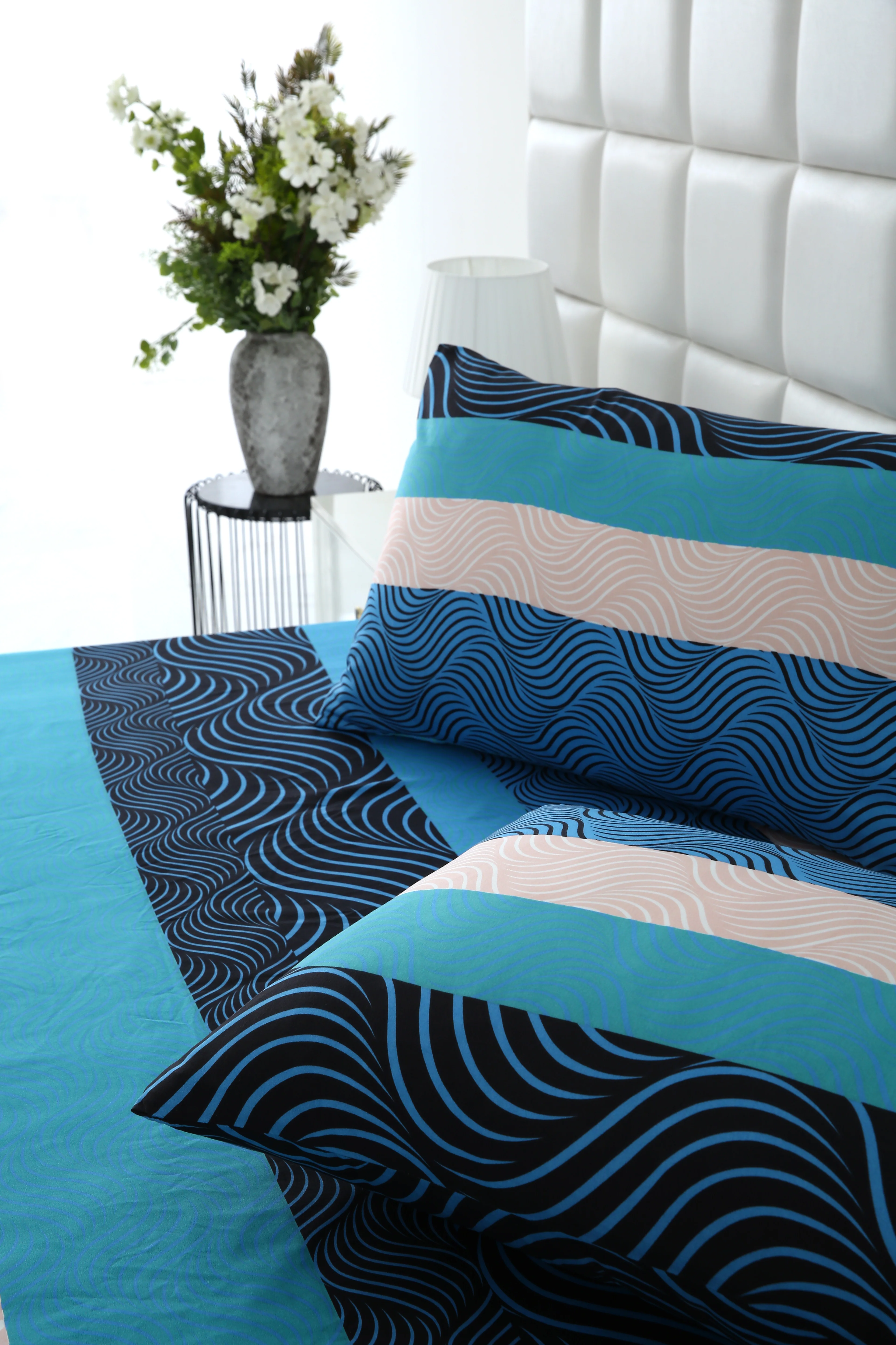 Zipper Mattress Cover Printed-Aqua Waves - Image 11