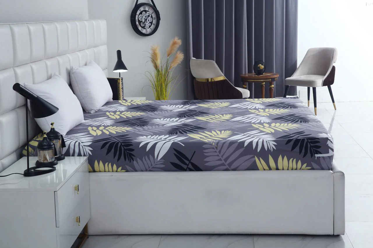 Zipper Mattress Cover Printed-Black Feathers - Image 6