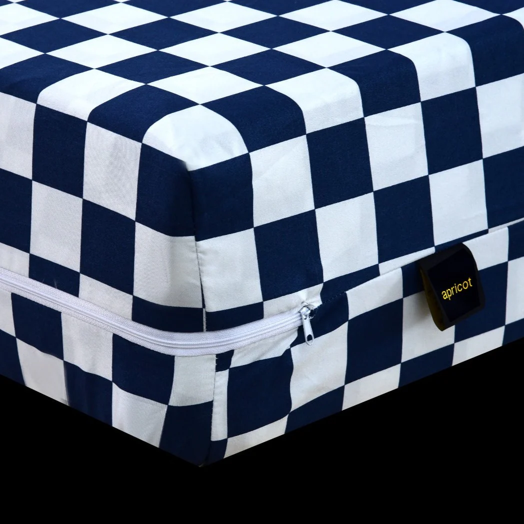Zipper Mattress Cover Printed-Blue Chess - Image 4