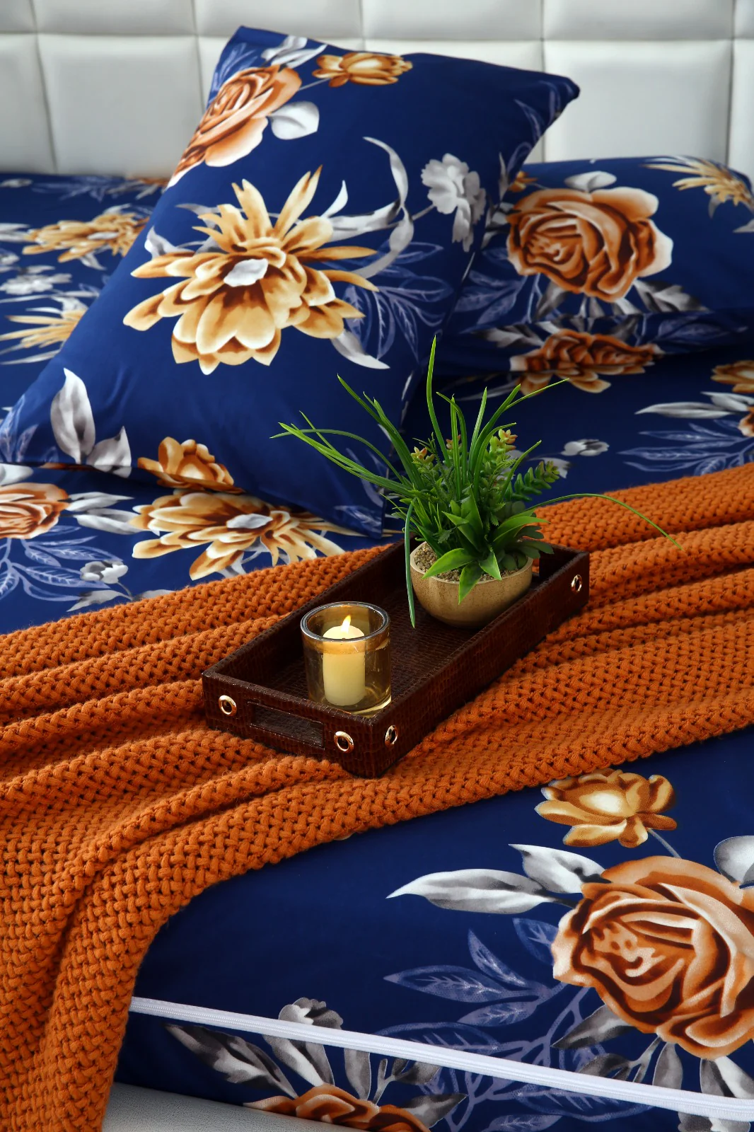 Zipper Mattress Cover Printed-Ethnic Flowers - Image 10