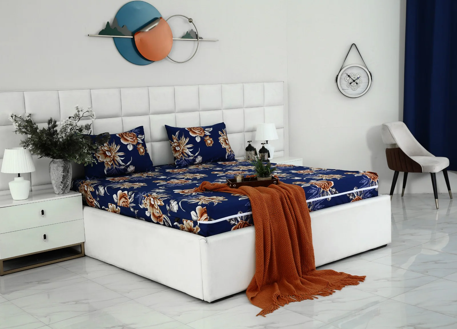 Zipper Mattress Cover Printed-Ethnic Flowers - Image 5