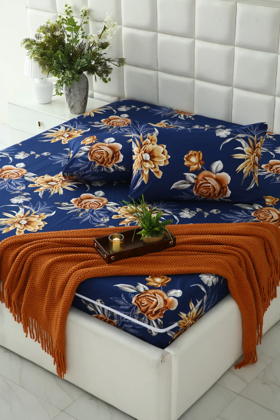 Zipper Mattress Cover Printed-Ethnic Flowers - Image 8