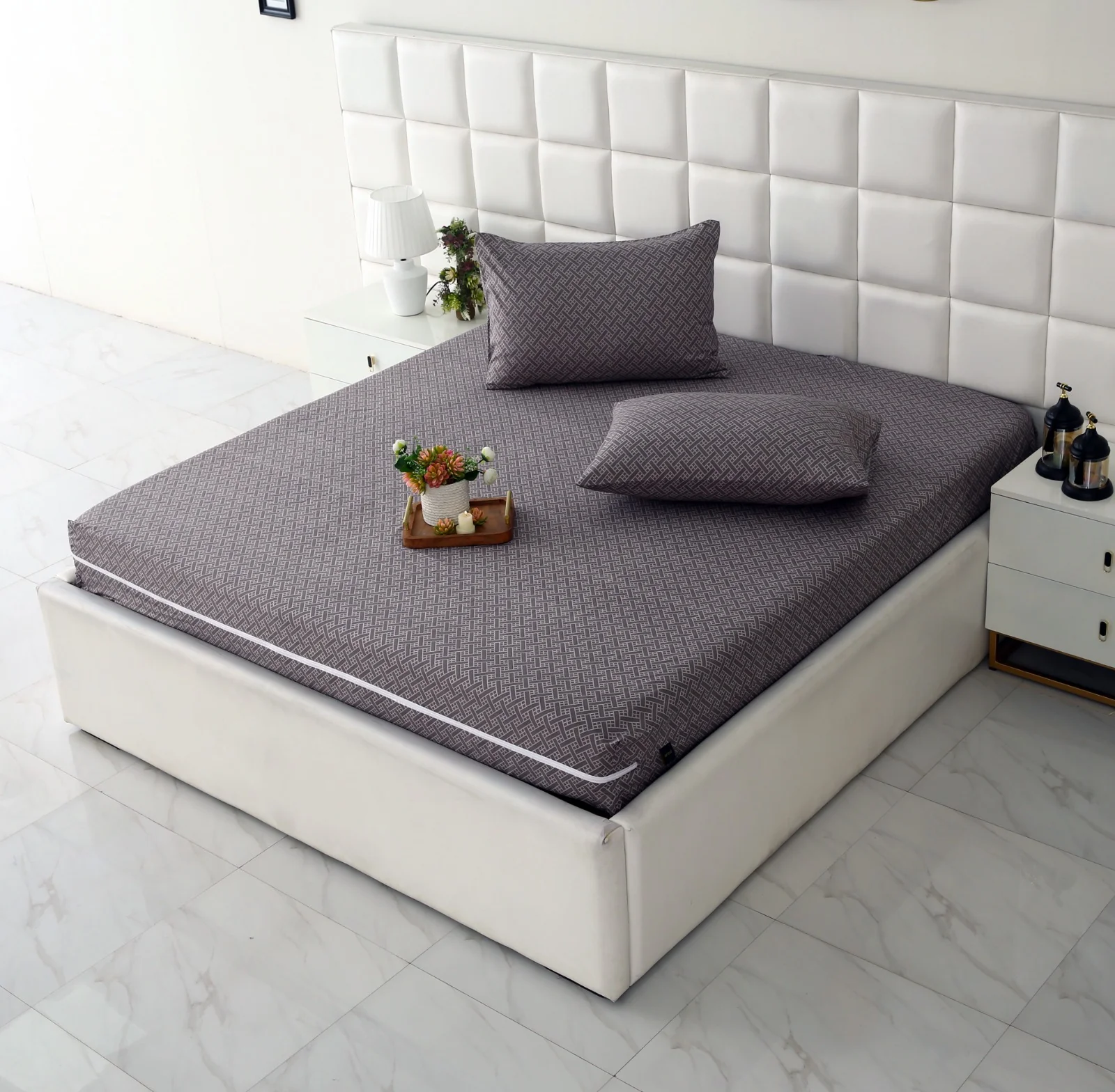 Zipper Mattress Cover Printed-Light Plaid - Image 5