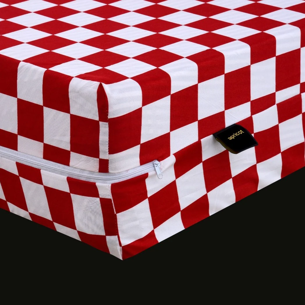 Zipper Mattress Cover Printed-Red Chess - Image 3