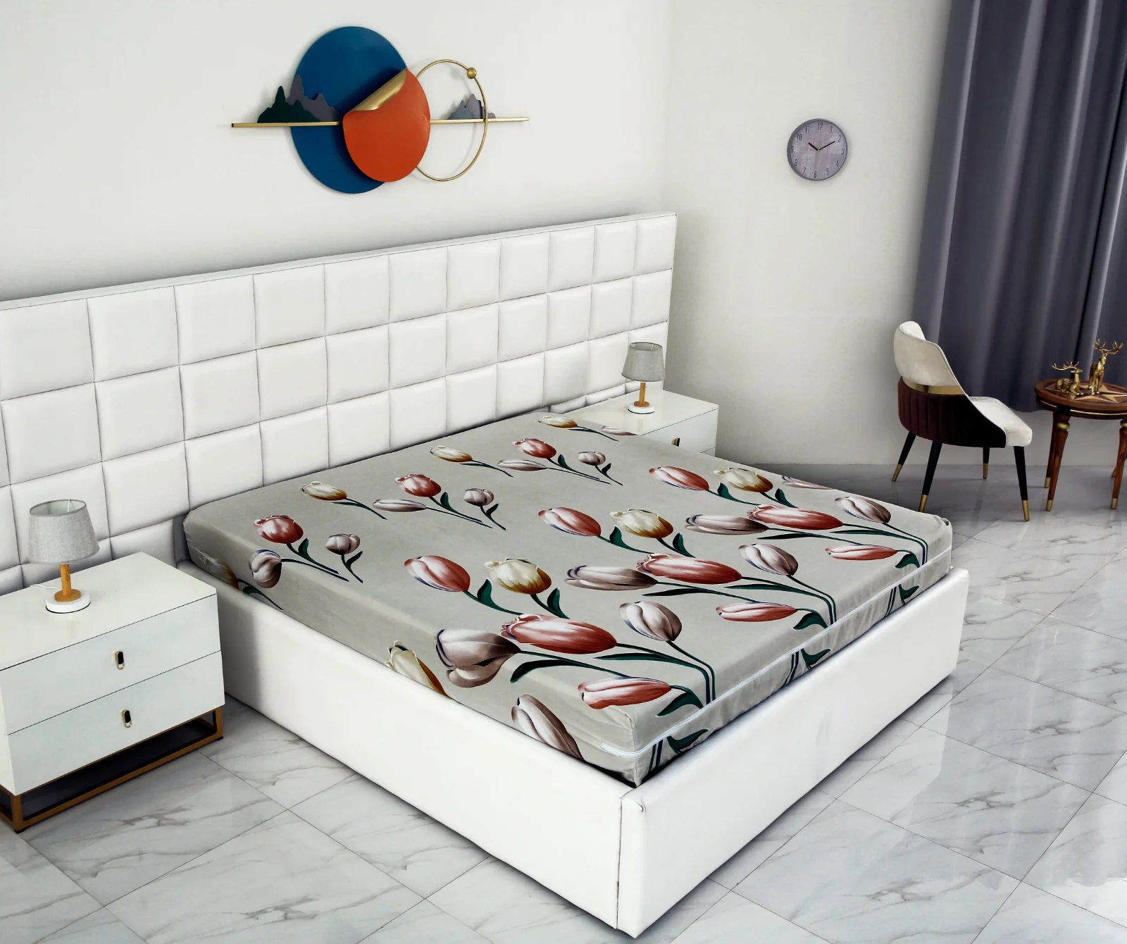 Zipper Mattress Cover Printed-Tulip - Image 3